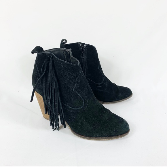 Steve Madden Shoes - Steve Madden Black Suede Fringe Ankle Booties $129